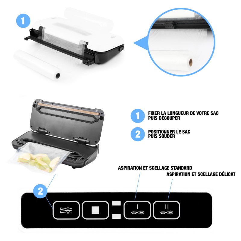 Machine sous vide tactile avec rouleau de sacs...