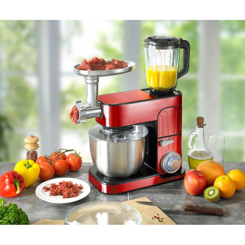 Robot pétrin 5.5L avec hachoir ANTARA PRO rouge Kitchencook
