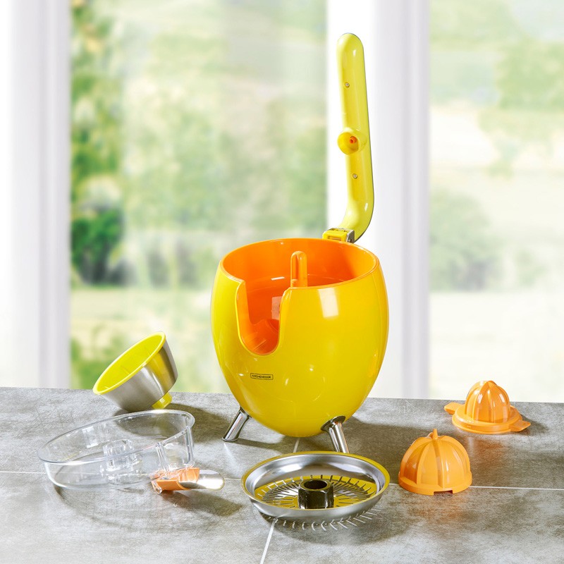 Presse agrumes double cônes avec filtre en acier PRESSPOD jaune Kitchencook