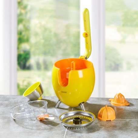 Presse agrumes double cônes avec filtre en acier PRESSPOD jaune Kitchencook