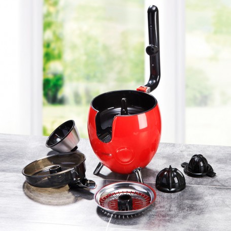 Presse agrumes double cônes avec filtre en acier PRESSPOD rouge Kitchencook