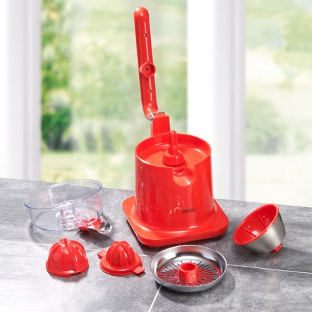 Presse agrumes double cônes et filtre en acier PRESSJUICE rouge Kitchencook