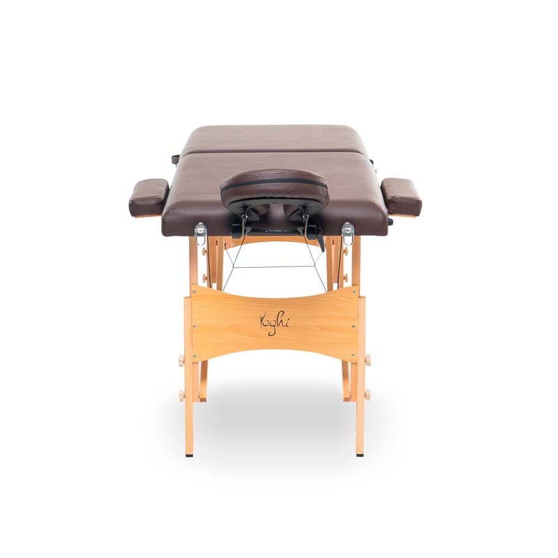 TABLE DE MASSAGE PLIANTE 2 ZONES BOIS PORTABLE TDM102 MARRON DE YOGHI