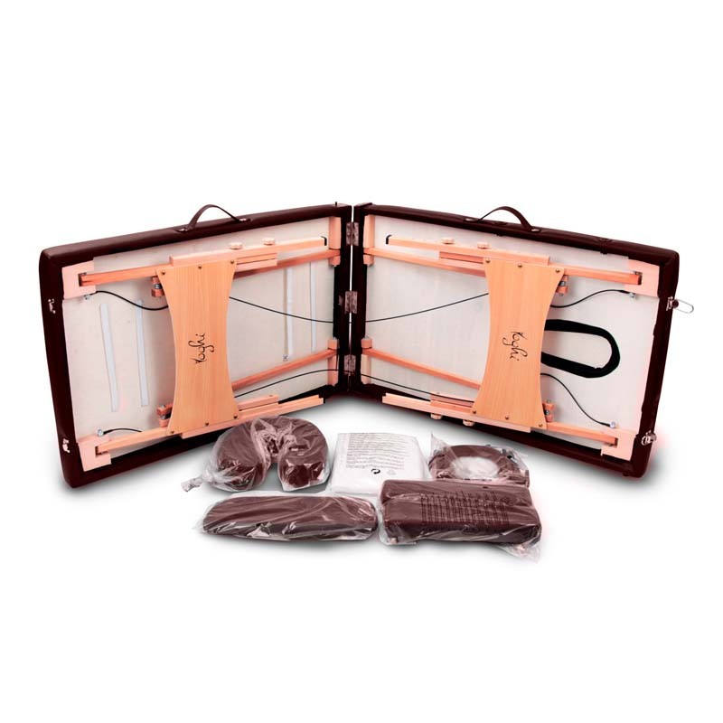 Table de massage pliante avec accessoires et housse TDM102 marron Yoghi