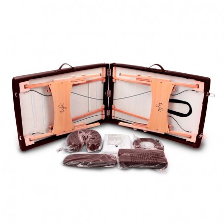 Table de massage pliante avec accessoires et housse TDM102 marron Yoghi