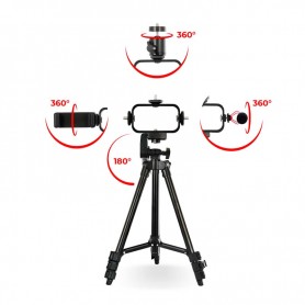 Trépied vlogging avec LED Livestreaming et microphone VLOG 550 Wi Light 2