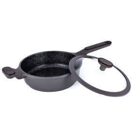 SAUTEUSE 28 CM EN FONTE D'ALUMINIUM AVEC COUVERCLE EN SILICONE SYCAMORE ST28TFI DE KITCHENCOOK 2