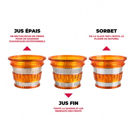 Extracteur de fruits et légumes à pression douce 3 tamis ULTIMATE noir Kitchencook